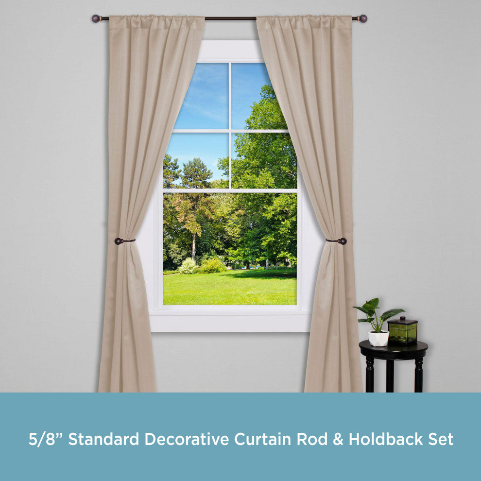 Kenney Chelsea 5/8 Decorative Curtain Rod & Holdback Set, Oil Rubbed Bronze, 48-