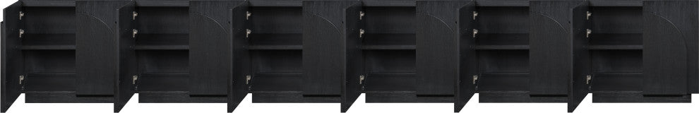 Navona Oak Veneer Sideboards / Buffet, Black, 6pc