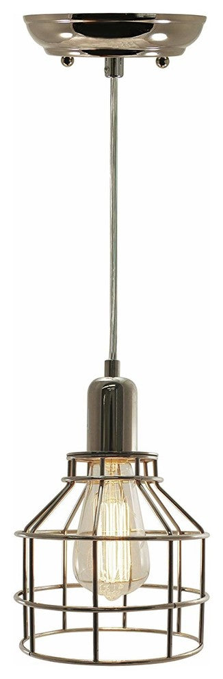 Nostalgic Industrial Polished Nickel Caged Pendant Light