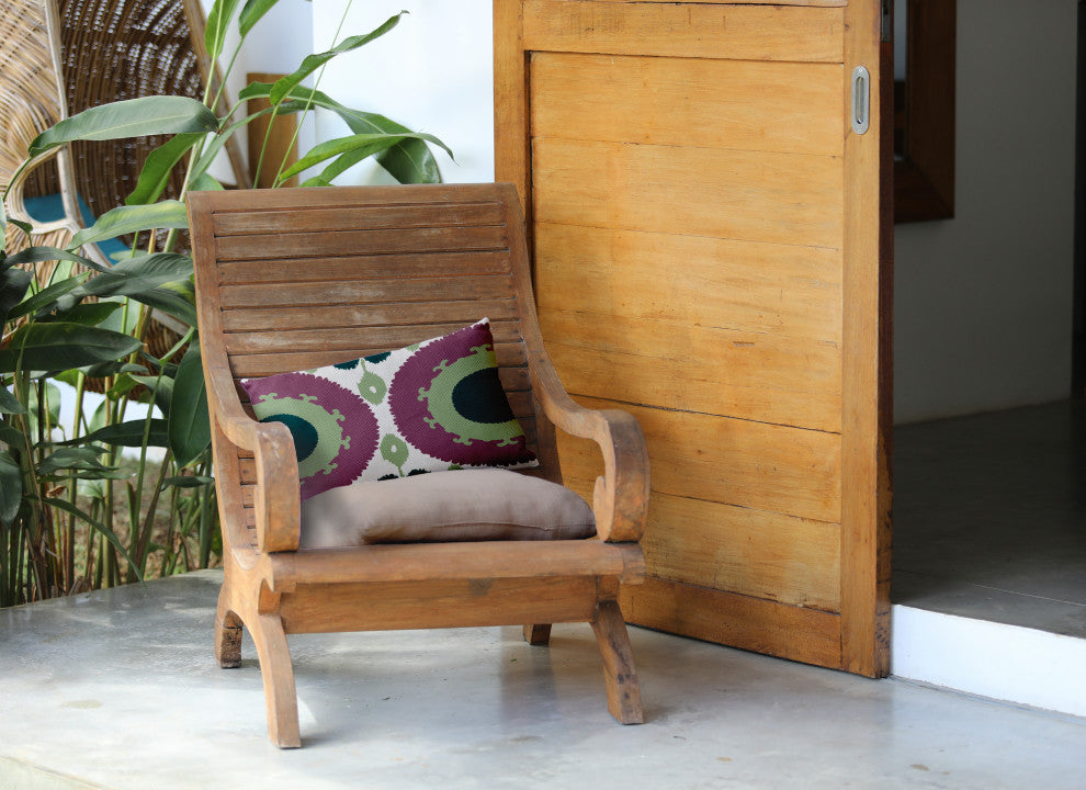 Boho Indoor/Outdoor Lumbar Pillow, Green, 14x20"