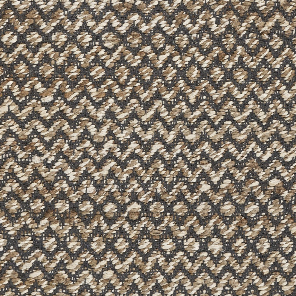 6'' Natural and Gray Chevron Hand Woven Jute Runner Rug