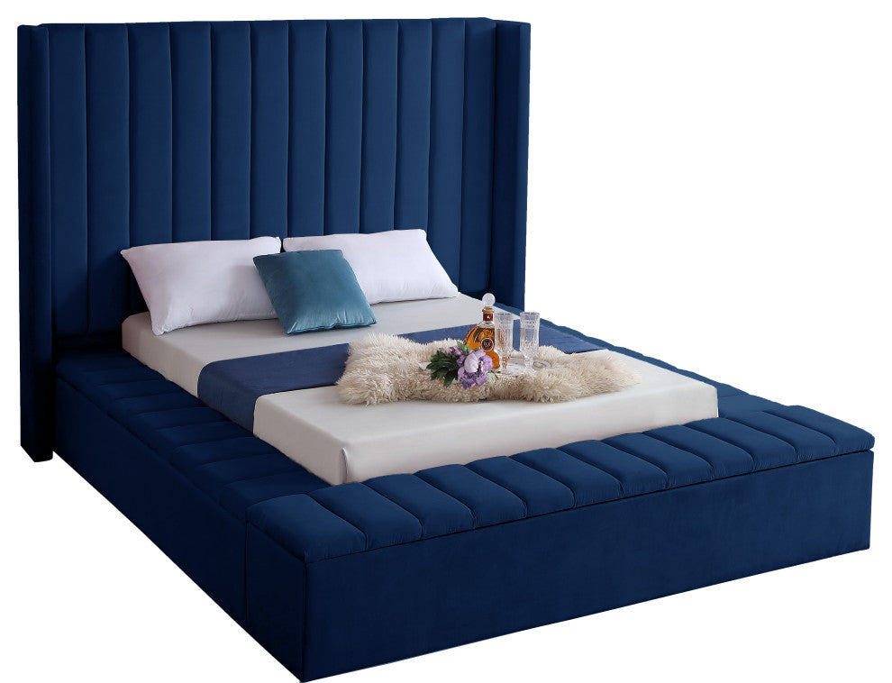 Kiki Velvet Bed, Navy, King