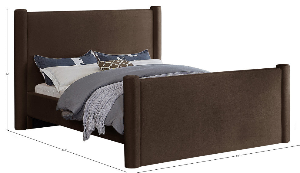 Elias Upholstered Bed, Brown, Full, Velvet