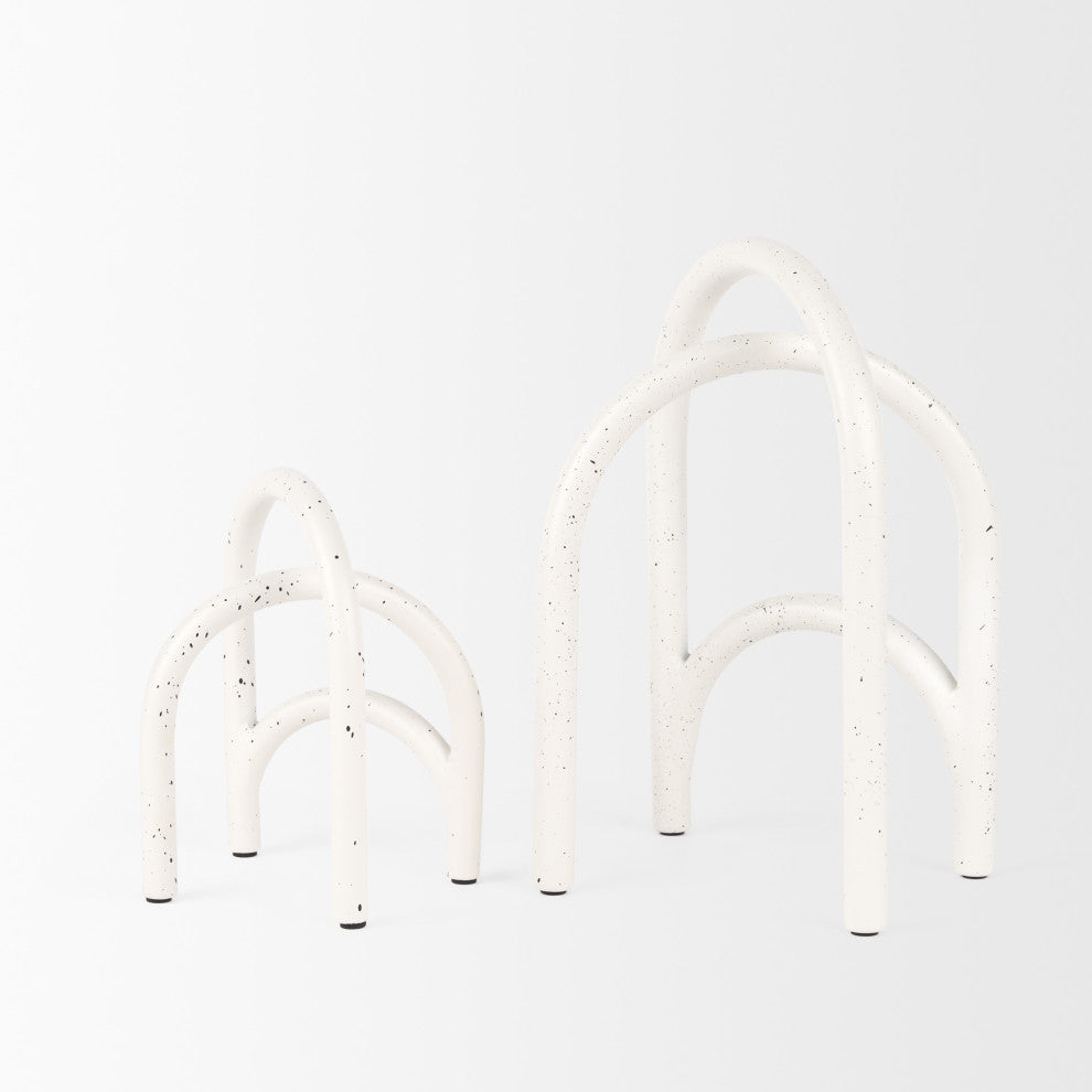 Springe White and Gray Speckled Arch Decorative Object, Set of 2