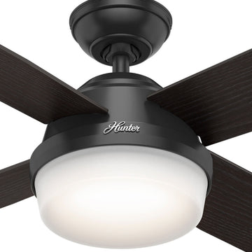 Hunter Fan Company 52" Dempsey Damp Matte Black Ceiling Fan With Light/Remote