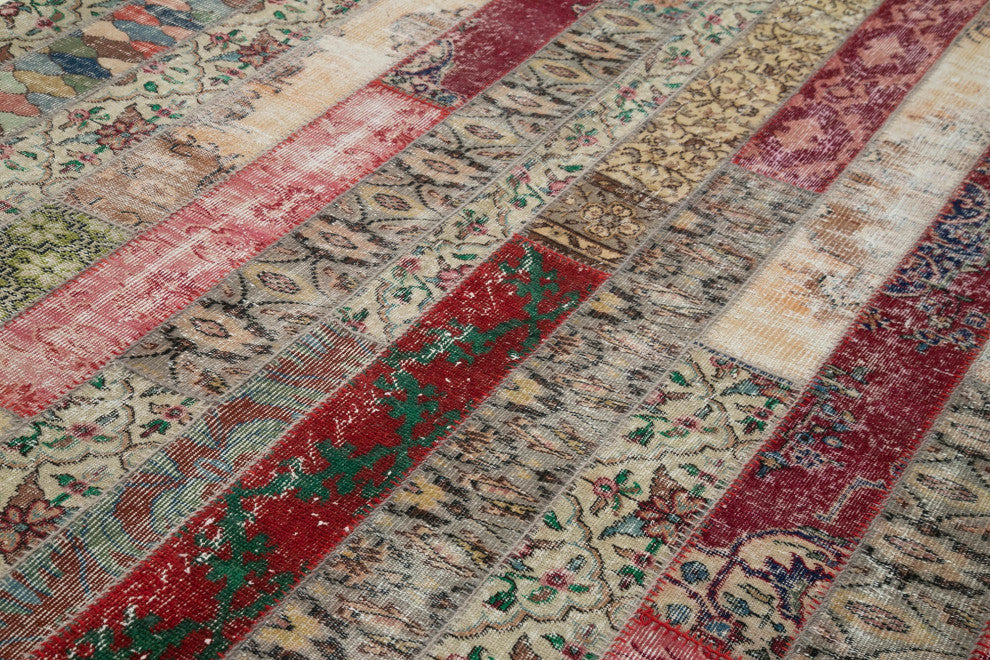 Rug N Carpet - Hand-Knotted Turkish 6' 8" x 10' 0" Vintage Patchwork Area Rug