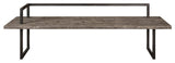 Elegant Reclaimed Solid Wood Bench Minimalist Open Metal Frame Black 80" Long