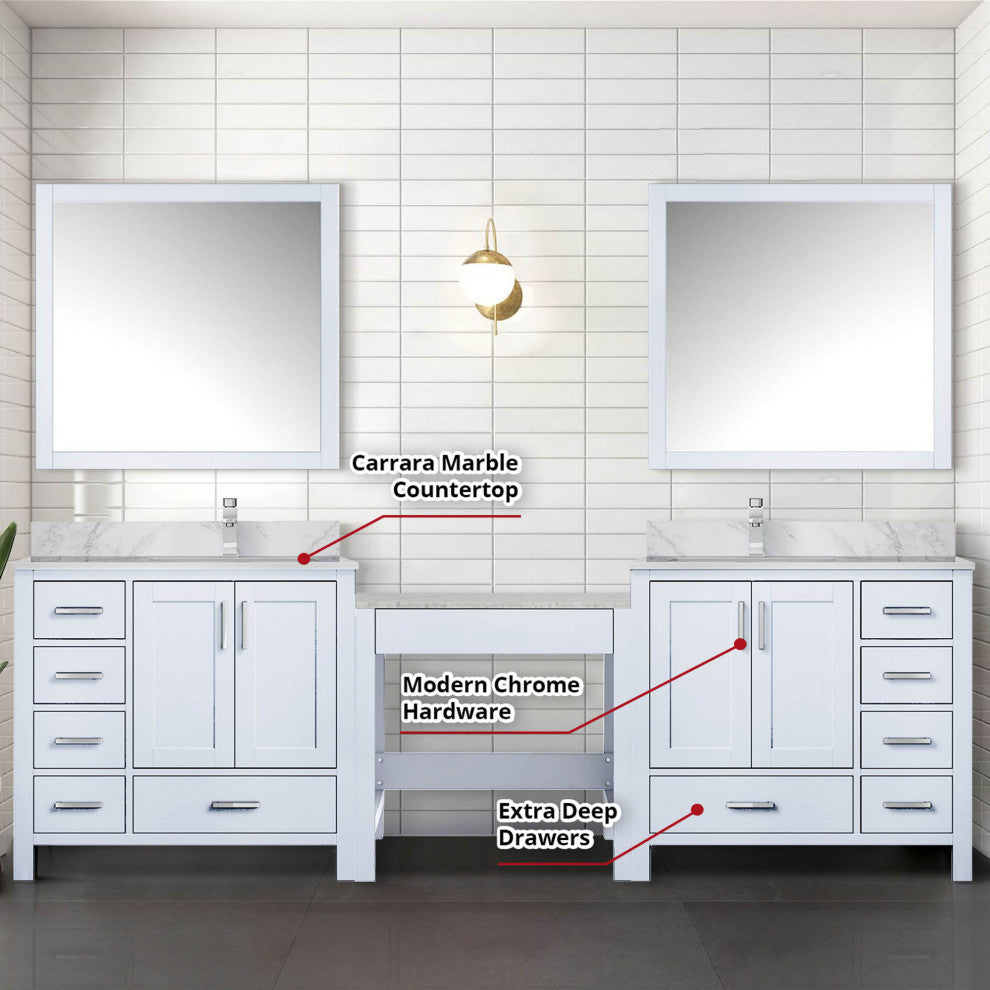 Lexora Coraline Double Bath Vanity White 102 Vanity With Countertop