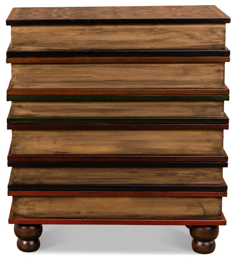 Top-down view on white background showing the lid and stacked books.