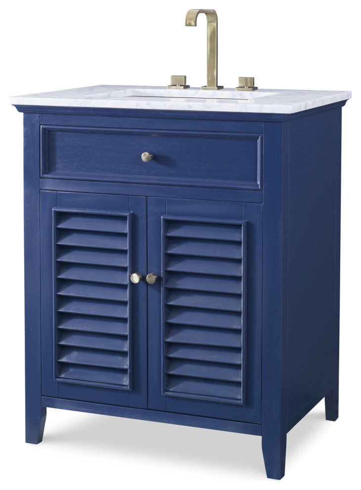 Ambella Home Collection - Louvered Medium Sink Chest - Cadet Blue - 7590-110-221