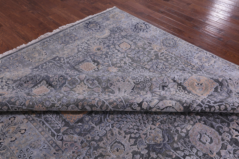 8' 11" X 12' 1" Wool and Silk Persian Handmade Rug Q9097