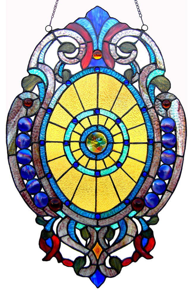 Webster Tiffany-Glass Victorian Window Panel