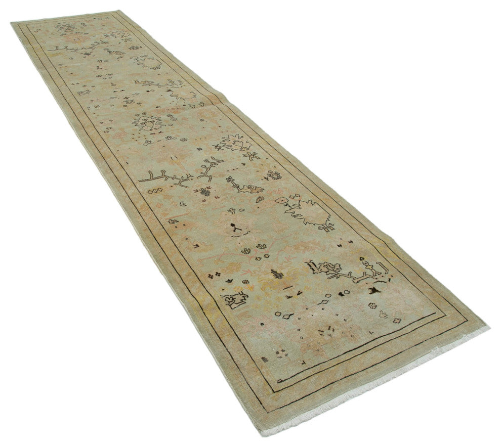 Rug N Carpet - Handmade Oriental 2' 11" x 11' 10" Runner Oushak Area Rug