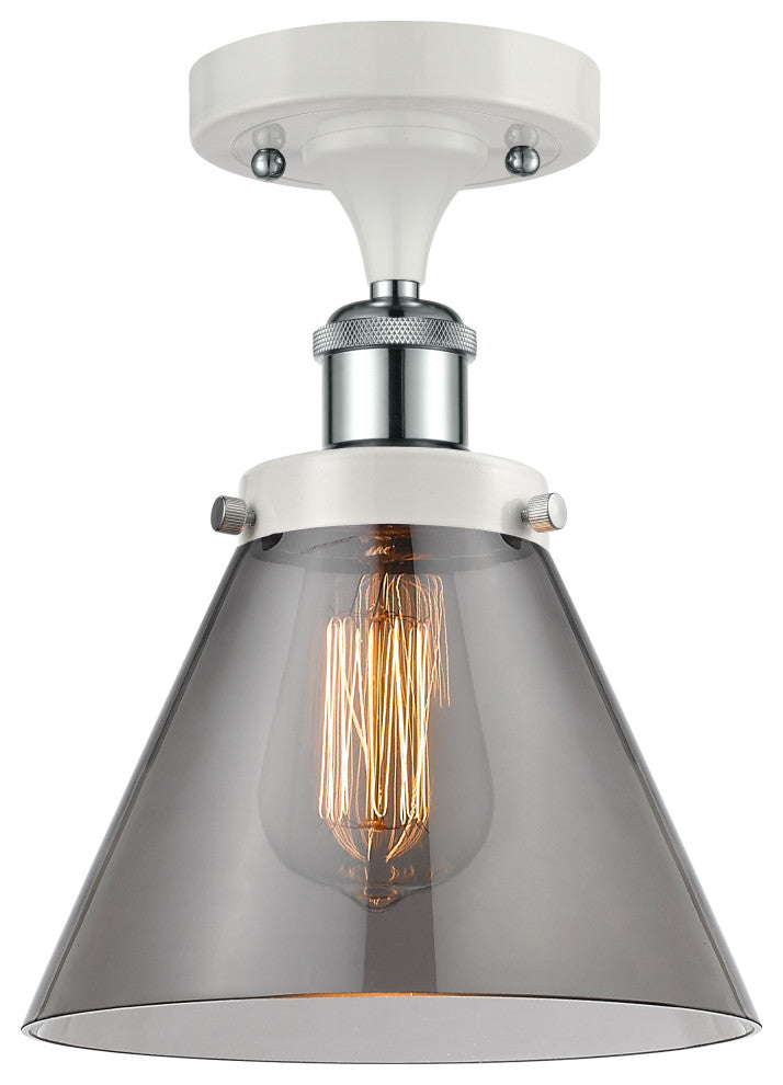 Innovations 916-1C-WPC-G43 1-Light Semi-Flush Mount, White, Polished Chrome