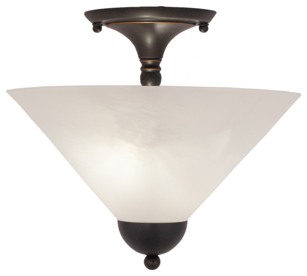 Semi-Flush 2-Light Semi-Flush Mount, Dark Granite/White Marble