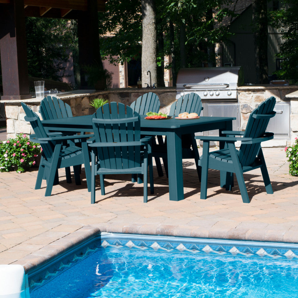 Muskoka 7-Piece 42x72 Bistro Dining Set, Weathered Acorn, Nantucket Blue