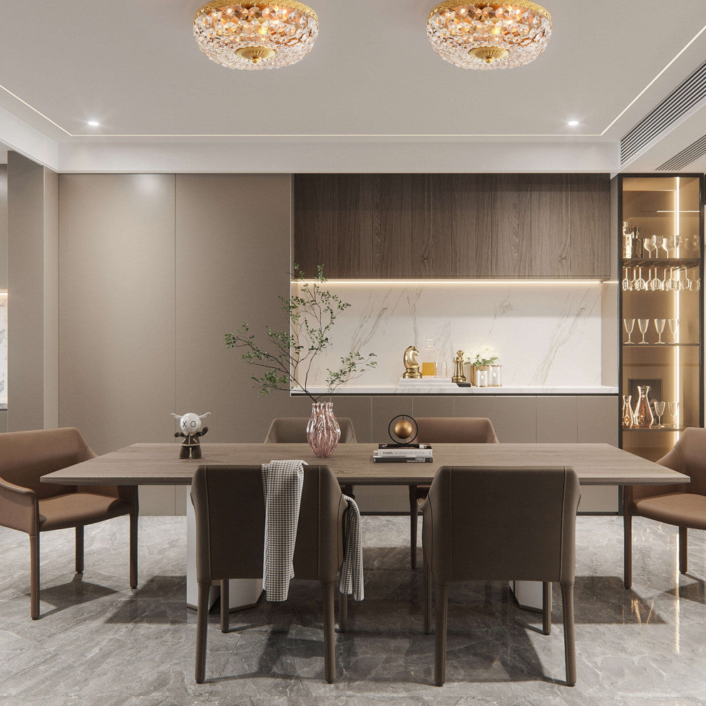 Jessica Brushed Brass 3-Light Crystal Basket Flush Mount