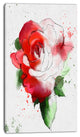 Red Hand drawn Rose Illustration, Floral Canvas Art Print, 16"x32"