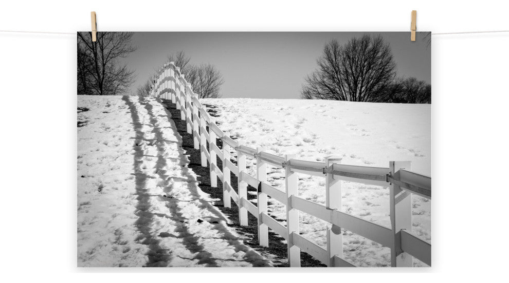 Endless Fences Black and White Landscape Photo Unframed Wall Art Print, 11" X 14"