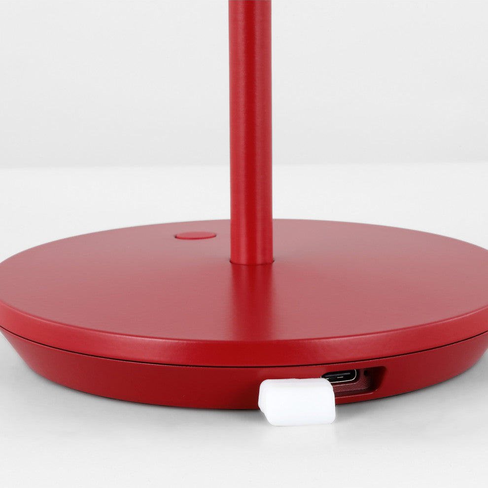 Mena 1-Light Modern Rechargeable Table Lamp, Dark Red