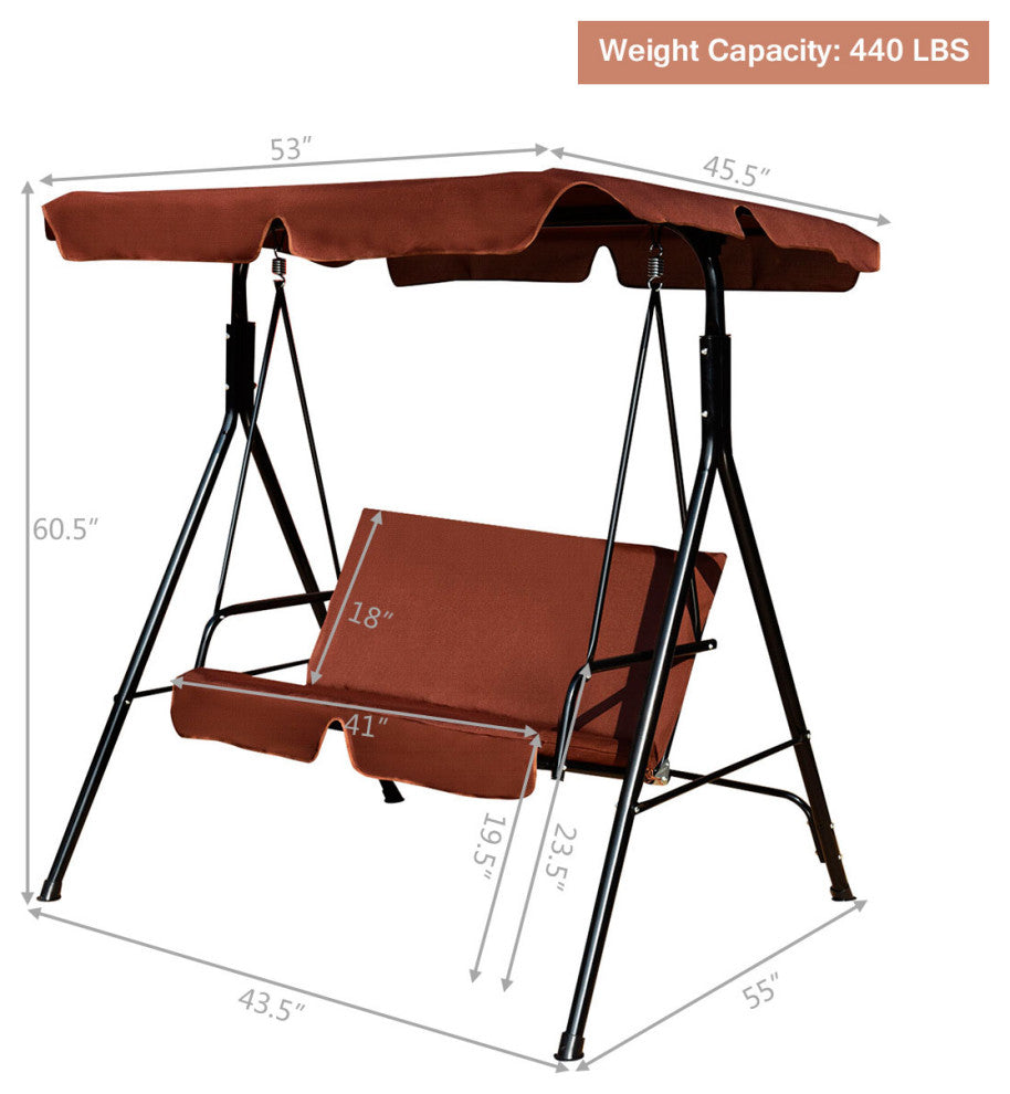 Costway Loveseat Patio Canopy Swing Glider Hammock Cushioned Steel Frame