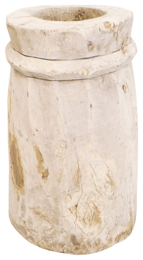 Consigned Sun Bleached Wood Butter Pot