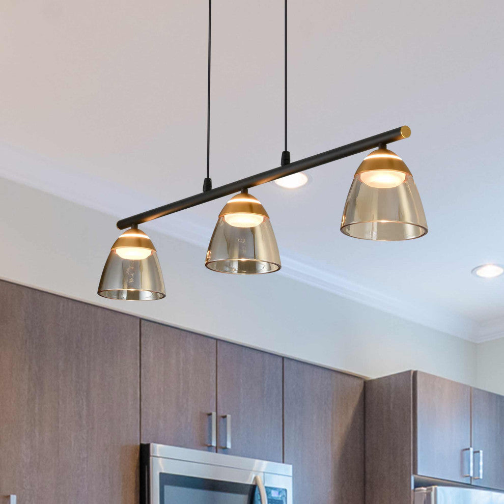 Roma 36" ETL Certified Integrated LED Height Adjustable Chandelier, Black