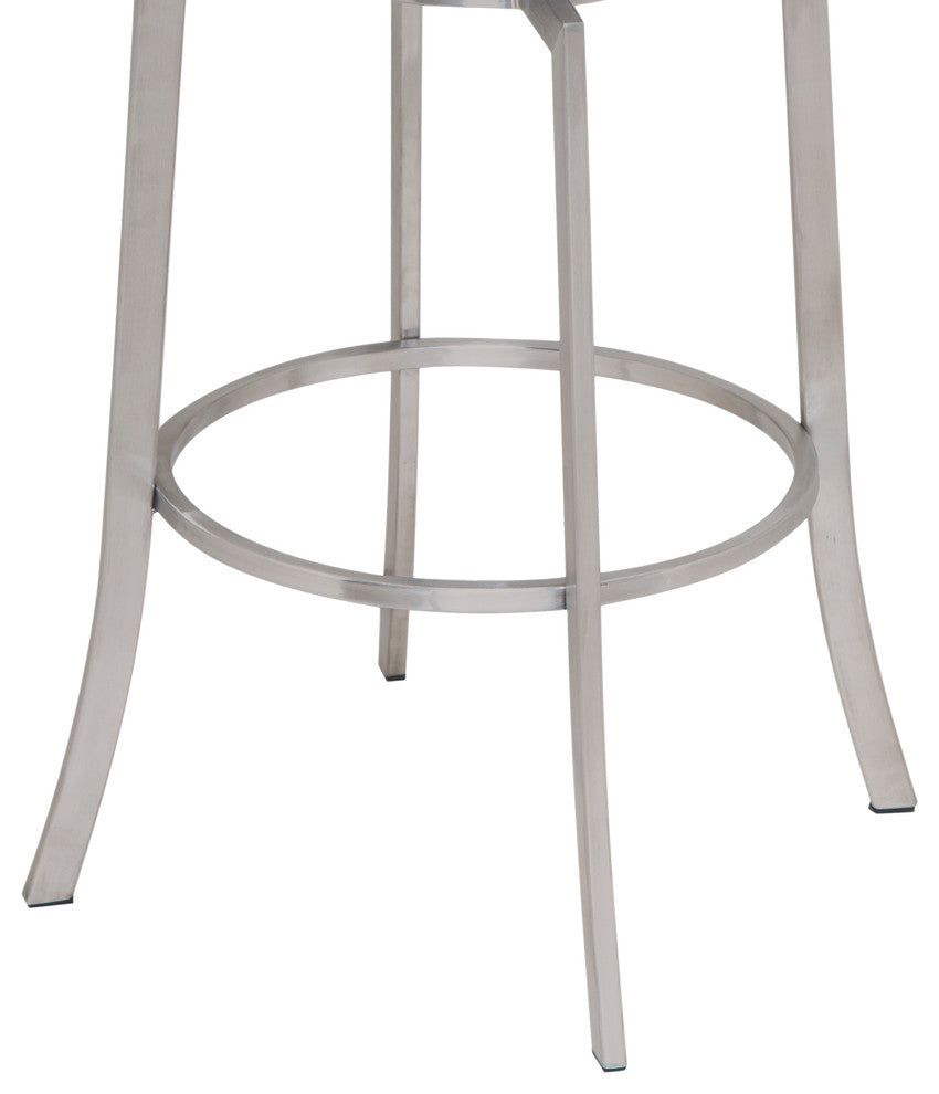 Wendell 26" Swivel Counterstool, Brushed Stainless Steel With Gray Faux Leather