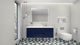 Belli 60" Right Single Sink Wall Mount Vanity, High Gloss Night Blue, Glossy White Top