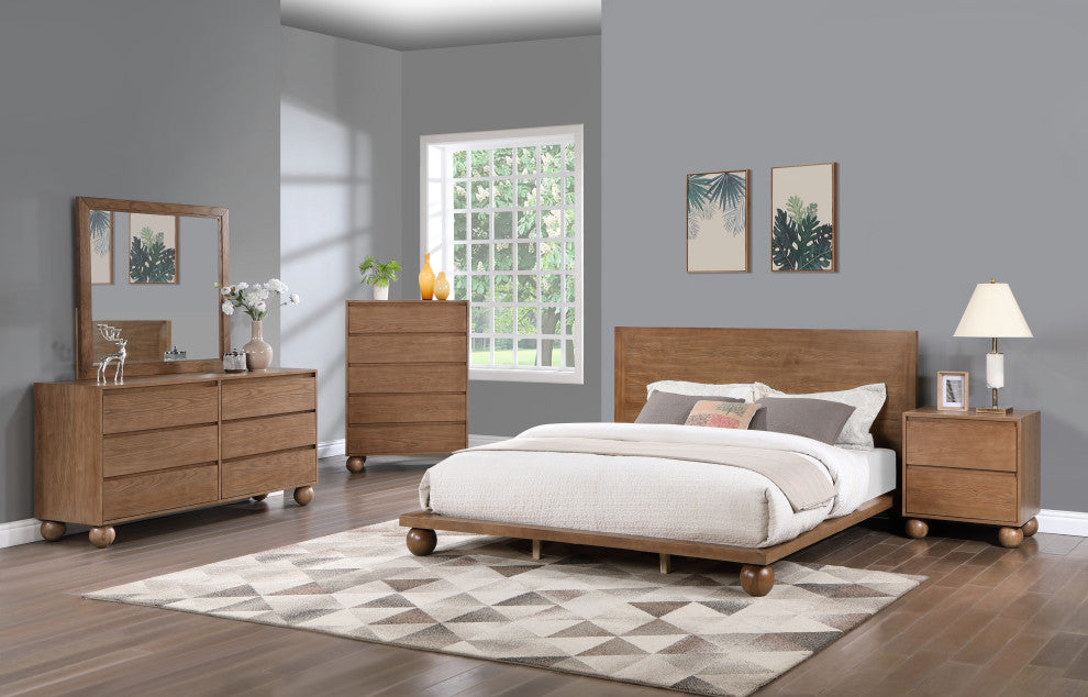 Kent Solid Ash Wood Bed, Walnut, King