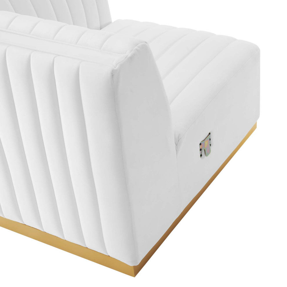 Conjure Channel Tufted Performance Velvet 4-Piece Sectional, Gold White
