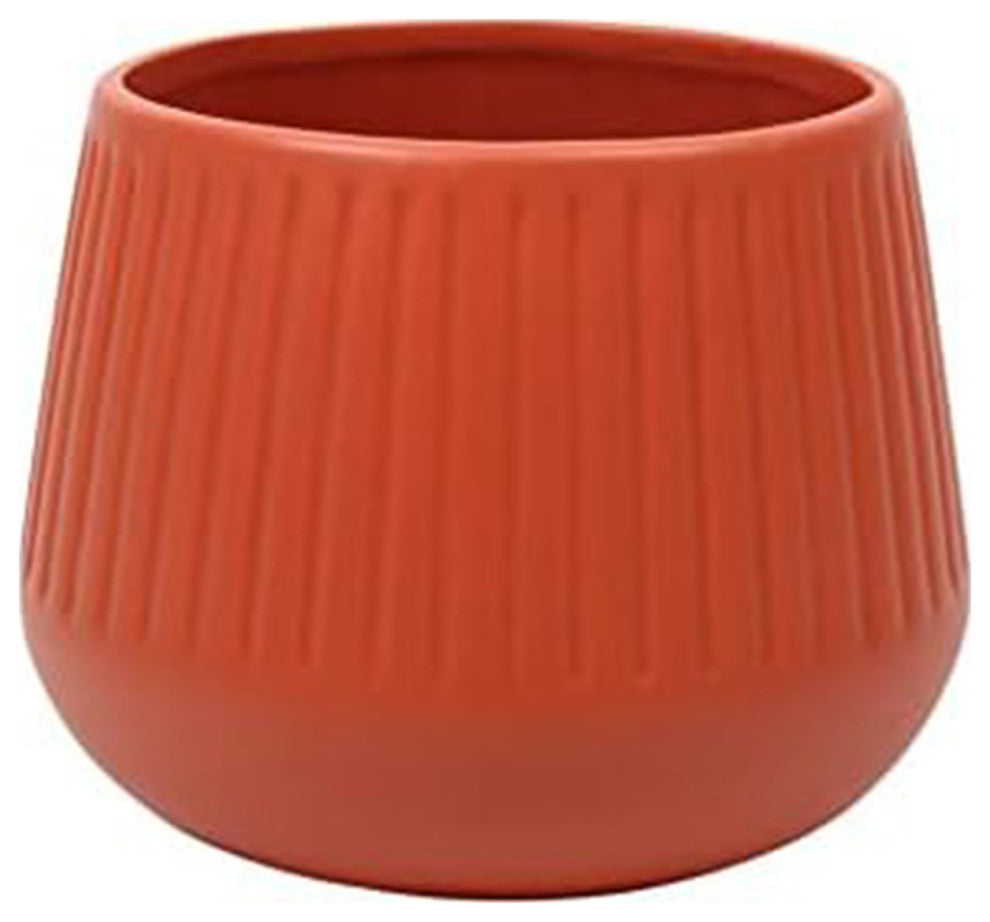 Ceramic Flower & Plant Vase, 6.7"L x 5.5"H x 6.7"W, Red