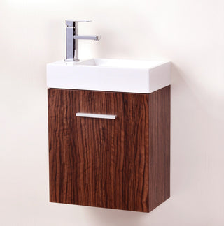 Bliss 18" Wall Mount Bathroom Vanity, Walnut