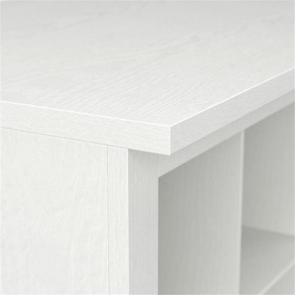 Woodland 40W Shoe Storage Bench with Shelves in White Ash - Engineered Wood