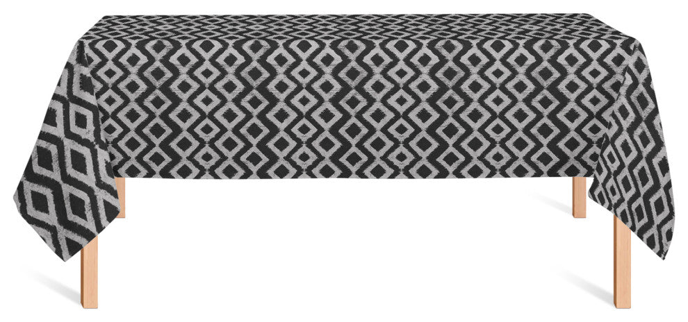 Distressed Diamonds Black 58x102 Tablecloth
