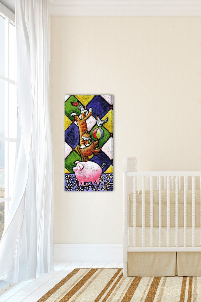 Marmont Hill, "Farm Animals Stackers" by Janet Nelson on Wrapped Canvas, 30x60