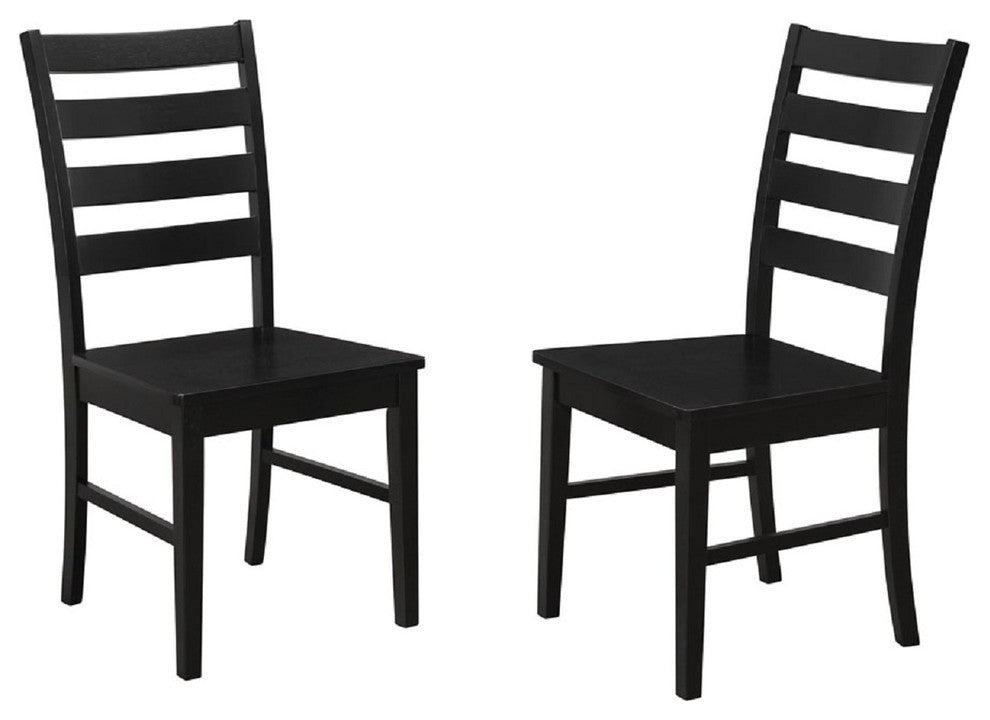 Wood Ladder Back Dining Chairs, Set of 2, Black