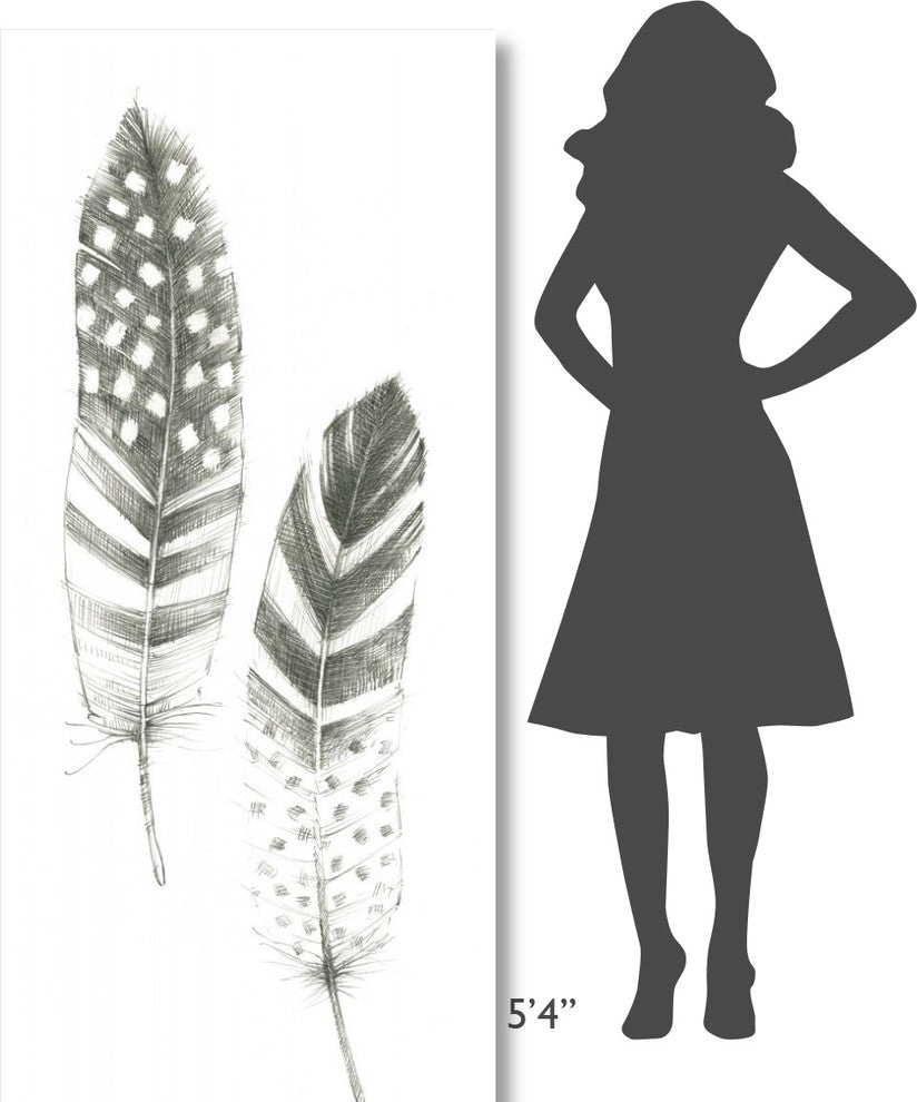 "Feather Sketches VIII" Digital Paper Print by Avery Tillmon, 32"x77"