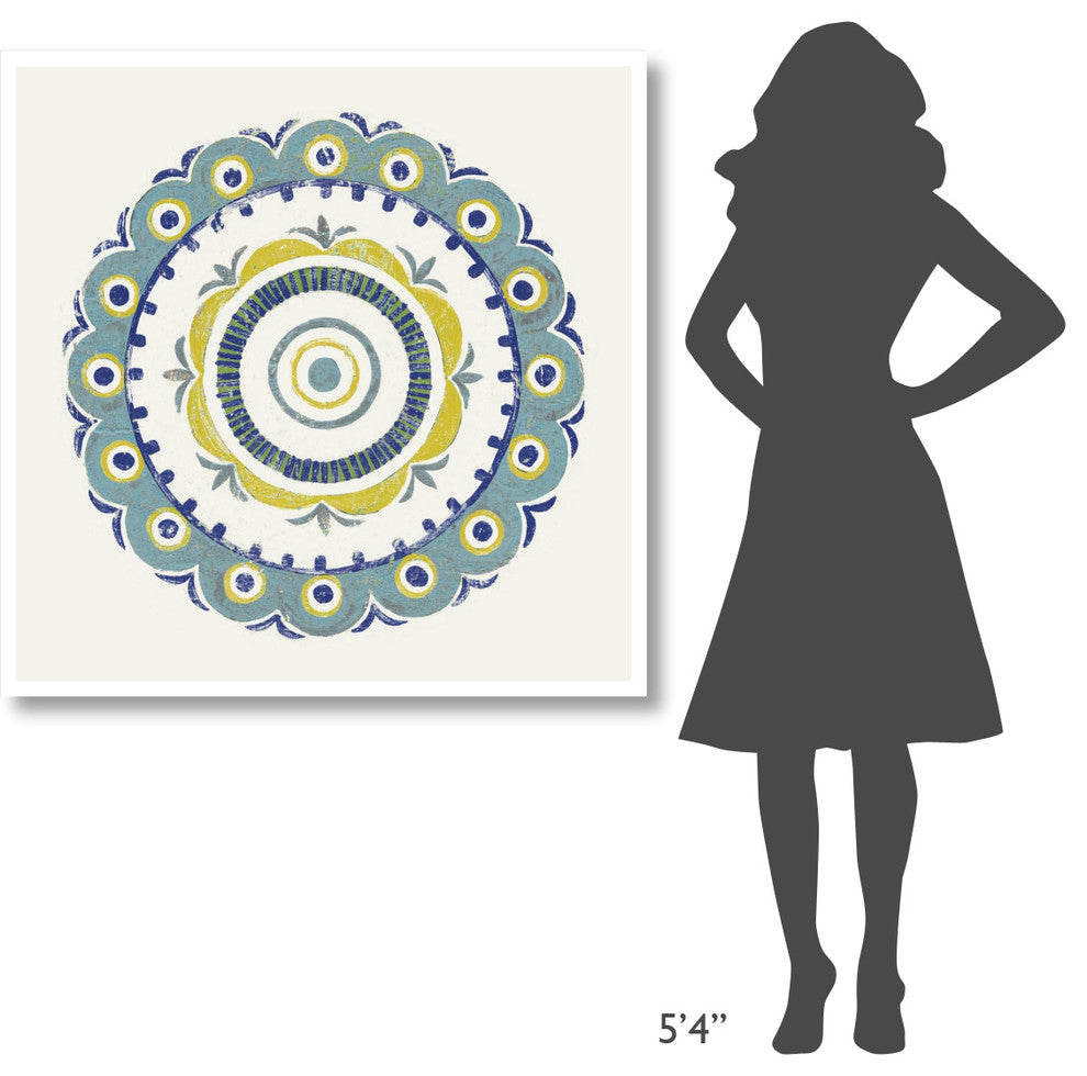 "Lakai Circle II Blue and Yellow" Paper Print by Kathrine Lovell, 42"x42"