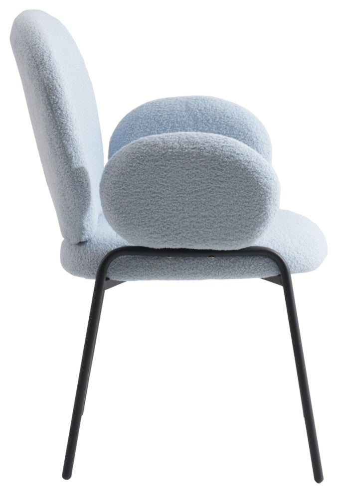 Celestial Boucle Dining Chairs Modern Upholstered with Iron Legs, Blue