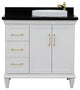 37" Single Vanity, White Finish With Black Galaxy