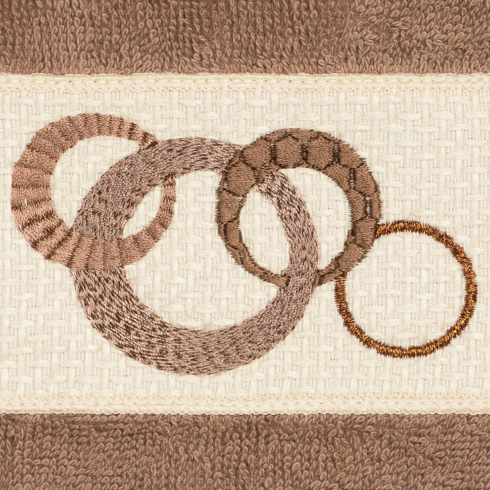 Linum Home Textiles Annabelle Embellished, Latte, Washcloth, 4-Piece Set
