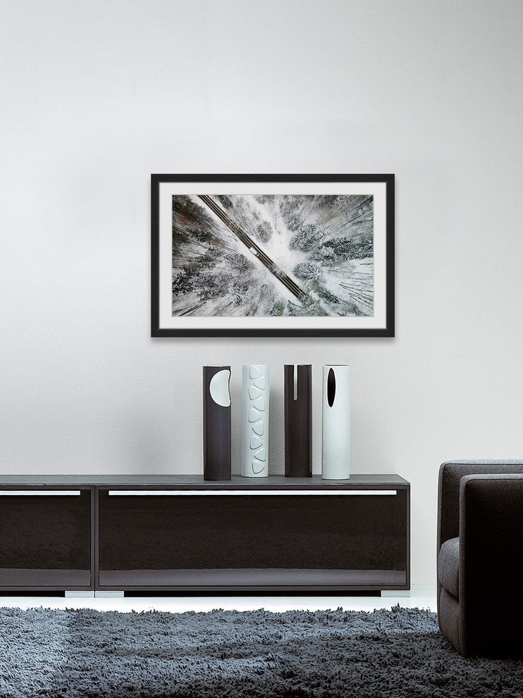 "Icy Forest" Framed Print by Karolis Janulis