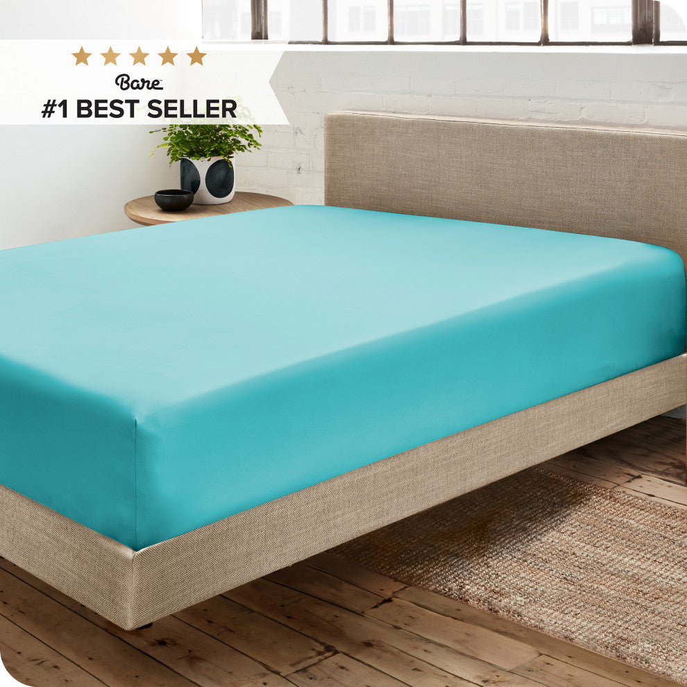 Bare Home Microfiber Fitted Sheet Deep Pocket, Aqua, Twin Xl