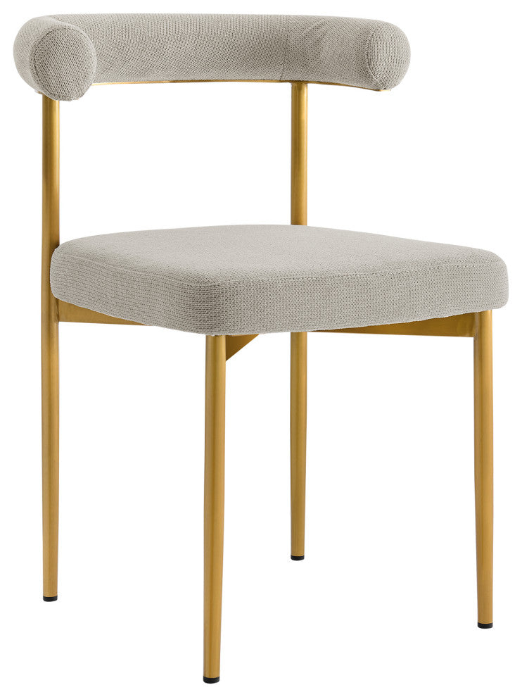 Shannon Gold Brushed Stainless Steel and Taupe Fabric  Dining Chairs, Set of 2