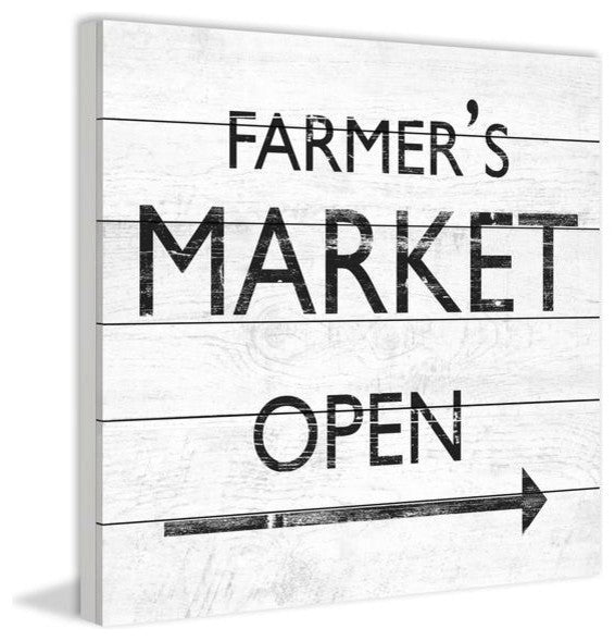 "Farmer's Market Open III" Painting Print on White Wood, 40"x40"