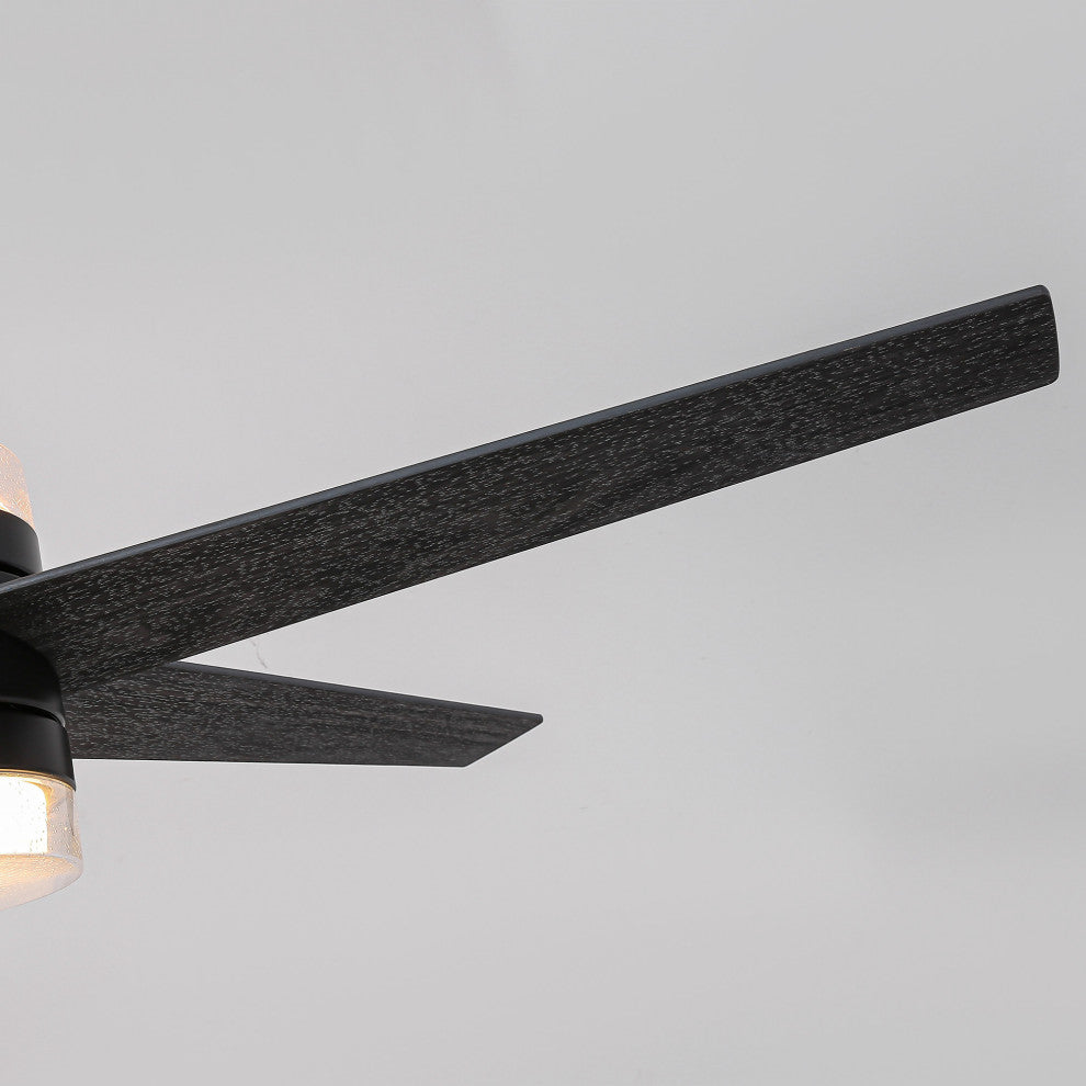 52-inch Black Modern Ceiling Fans with Lights and Wall Control
