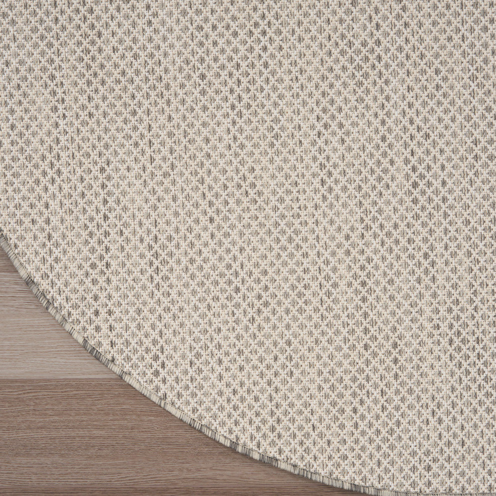 Nourison Courtyard 8' x Round Ivory/Silver Modern Rug