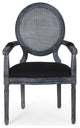 Bryan French Country Upholstered Wood and Cane 5-Piece Circular Dining Set, Gray/Black