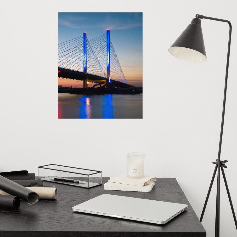 Indian River Inlet Bridge 2 Night Photography Unframed Wall Art Print, 16" X 20"